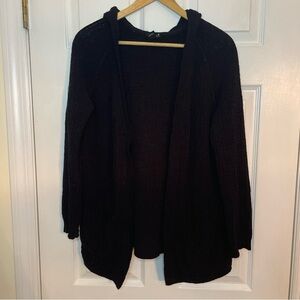 F21 Cozy Black Hoodie Cardigan